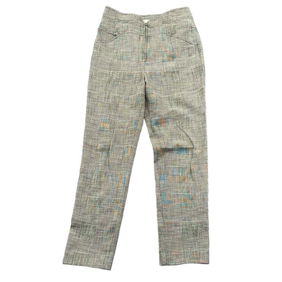 Rebecca Taylor Pants Women 6 Black Gray Micro Houndstooth‎ Plaid Preppy Academia - Picture 1 of 5